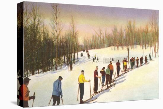 Line of Cross Country Skiers-null-Stretched Canvas