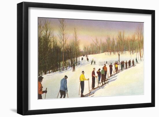 Line of Cross Country Skiers-null-Framed Art Print