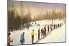 Line of Cross Country Skiers-null-Mounted Art Print