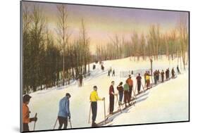 Line of Cross Country Skiers-null-Mounted Art Print