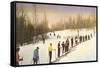 Line of Cross Country Skiers-null-Framed Stretched Canvas