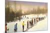 Line of Cross Country Skiers-null-Mounted Premium Giclee Print