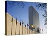 Line of Flags Outside the United Nations Building, Manhattan, New York City, USA-Nigel Francis-Stretched Canvas