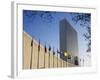 Line of Flags Outside the United Nations Building, Manhattan, New York City, USA-Nigel Francis-Framed Photographic Print