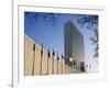 Line of Flags Outside the United Nations Building, Manhattan, New York City, USA-Nigel Francis-Framed Photographic Print