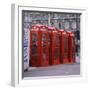 Line of Four Red Telephone Boxes at Charing Cross, London, England, United Kingdom, Europe-Roy Rainford-Framed Photographic Print