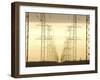 Line of High Tension Electrical Towers at Dusk-null-Framed Photographic Print