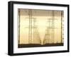 Line of High Tension Electrical Towers at Dusk-null-Framed Photographic Print