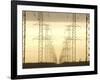 Line of High Tension Electrical Towers at Dusk-null-Framed Photographic Print