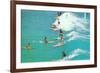 Line of Long Board Surfers-null-Framed Premium Giclee Print