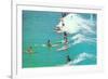 Line of Long Board Surfers-null-Framed Art Print