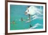 Line of Long Board Surfers-null-Framed Art Print