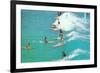 Line of Long Board Surfers-null-Framed Art Print