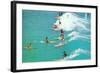 Line of Long Board Surfers-null-Framed Art Print