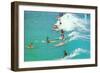 Line of Long Board Surfers-null-Framed Art Print