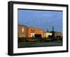 Line of Railroad Box Cars Lit by Late Day Sun-null-Framed Photographic Print