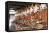 Line of Seated Buddhas at the Maha Bodhi Ta Htaung Monastery, Sagaing Division, Myanmar (Burma)-Annie Owen-Framed Stretched Canvas