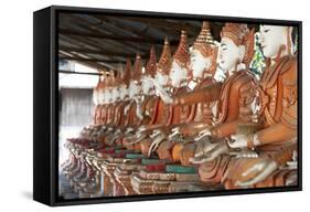 Line of Seated Buddhas at the Maha Bodhi Ta Htaung Monastery, Sagaing Division, Myanmar (Burma)-Annie Owen-Framed Stretched Canvas