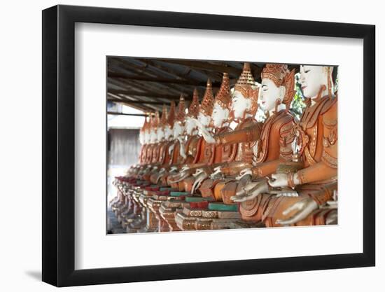 Line of Seated Buddhas at the Maha Bodhi Ta Htaung Monastery, Sagaing Division, Myanmar (Burma)-Annie Owen-Framed Photographic Print