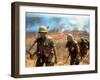 Line of Soldiers Marching Up Hill with Smoky Fires in Background, During Route 9 Offensive-Larry Burrows-Framed Photographic Print