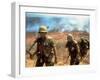 Line of Soldiers Marching Up Hill with Smoky Fires in Background, During Route 9 Offensive-Larry Burrows-Framed Photographic Print