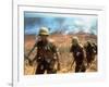 Line of Soldiers Marching Up Hill with Smoky Fires in Background, During Route 9 Offensive-Larry Burrows-Framed Photographic Print