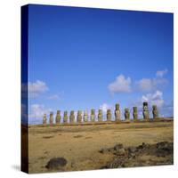 Line of Statues, Ahu Tongariki, Easter Island, Chile-Geoff Renner-Stretched Canvas