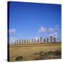 Line of Statues, Ahu Tongariki, Easter Island, Chile-Geoff Renner-Stretched Canvas