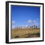 Line of Statues, Ahu Tongariki, Easter Island, Chile-Geoff Renner-Framed Photographic Print