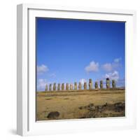 Line of Statues, Ahu Tongariki, Easter Island, Chile-Geoff Renner-Framed Photographic Print