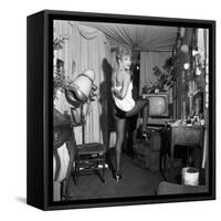 Line Renaud Backstage of the Famous Concert Hall "Le Casino De Paris", January 1962-Roldes-Framed Stretched Canvas