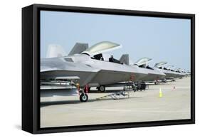 Line-Up of U.S. Air Force F-22A Raptors at Langley Air Force Base, Virginia-Stocktrek Images-Framed Stretched Canvas