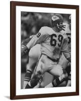 Linebacker for Kansas City Chiefs Sherrill Headrick in Action-null-Framed Premium Photographic Print