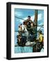 "Linemen Listen to World Series", October 4, 1952-Stevan Dohanos-Framed Premium Giclee Print