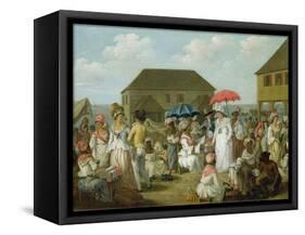 Linen Market, Dominica, c.1780-Agostino Brunias-Framed Stretched Canvas