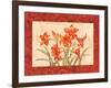 Linen Scroll Amaryllis-Paul Brent-Framed Art Print