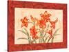 Linen Scroll Amaryllis-Paul Brent-Stretched Canvas