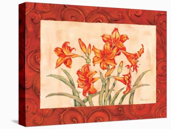 Linen Scroll Amaryllis-Paul Brent-Stretched Canvas