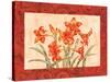 Linen Scroll Amaryllis-Paul Brent-Stretched Canvas