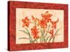 Linen Scroll Amaryllis-Paul Brent-Stretched Canvas