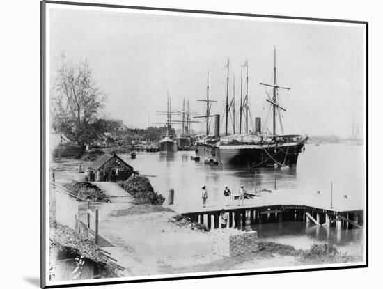 Liners of the Messageries Maritimes at Saigon, circa 1900-null-Mounted Giclee Print