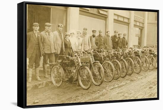 Lineup of Bicycle Couriers-null-Framed Stretched Canvas