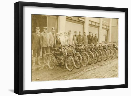 Lineup of Bicycle Couriers-null-Framed Art Print