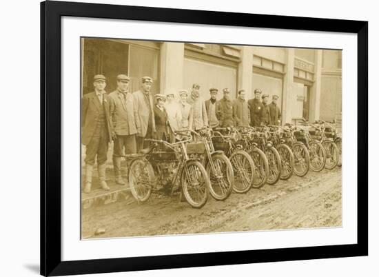 Lineup of Bicycle Couriers-null-Framed Art Print