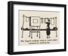 Lingerie Modesty Screen-William Heath Robinson-Framed Art Print