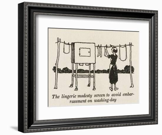 Lingerie Modesty Screen-William Heath Robinson-Framed Art Print