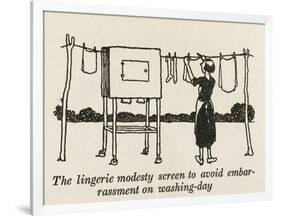 Lingerie Modesty Screen-William Heath Robinson-Framed Art Print