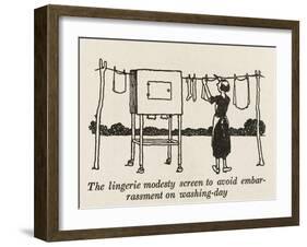 Lingerie Modesty Screen-William Heath Robinson-Framed Art Print