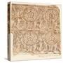 Lining Paper with a Tudor Rose Pattern, C.1550 (Woodblock Print)-English-Stretched Canvas