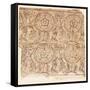 Lining Paper with a Tudor Rose Pattern, C.1550 (Woodblock Print)-English-Framed Stretched Canvas